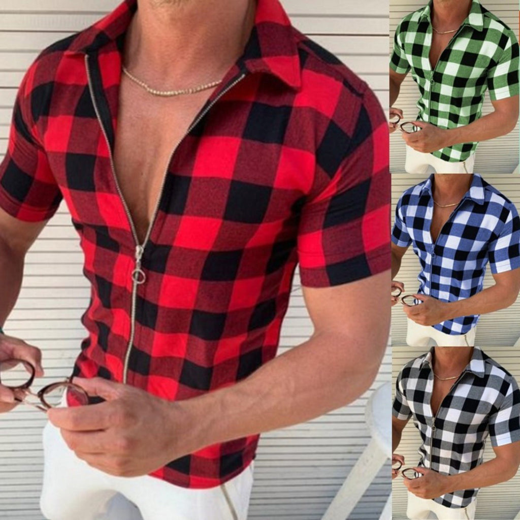 Upgrade your summer style — breathable comfort meets modern plaid with a bold zipper finish.