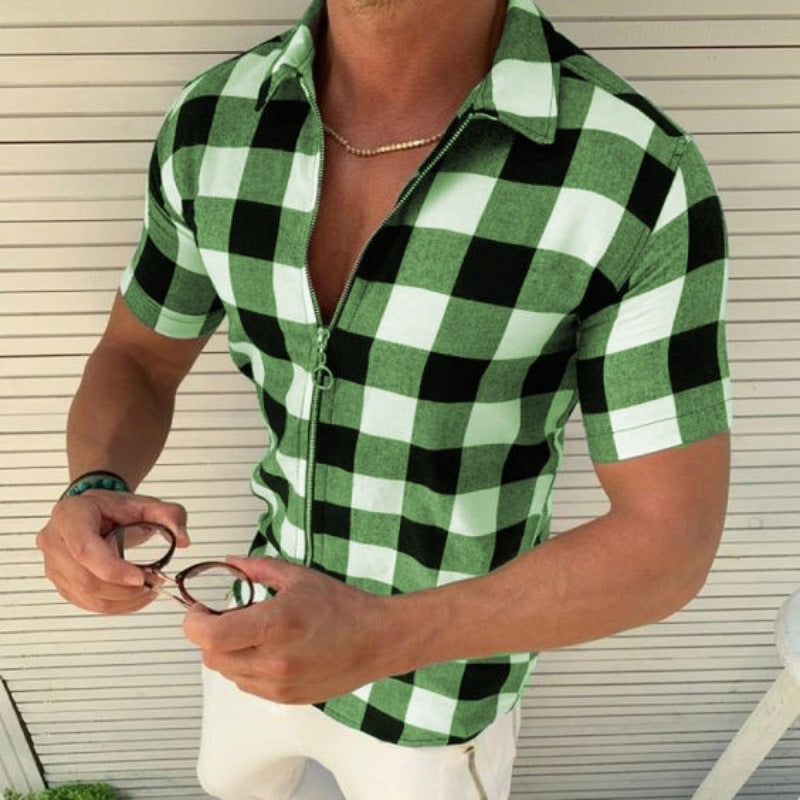 Casual just got cooler — the perfect plaid zip shirt for effortless summer looks.