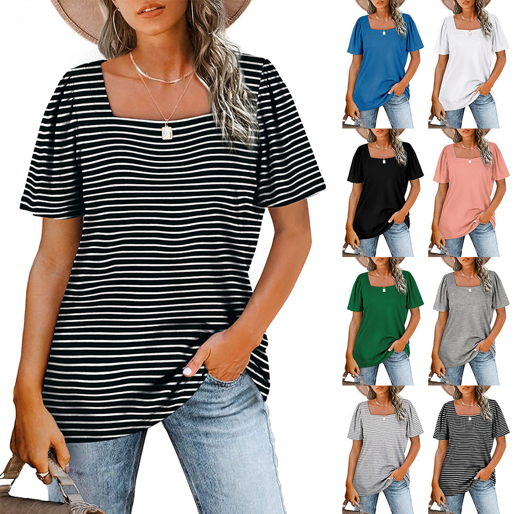 Turn heads with this chic striped square-neck tee — perfect for every casual occasion!
