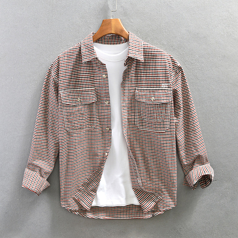 “Step out in style this season with our must-have men’s plaid shirt.”